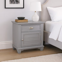 Limi Nightstand, 1 Drawer, 1 Door Cabinet, Gray Solid Wood, 28 Inch -BM329944