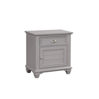 Limi Nightstand, 1 Drawer, 1 Door Cabinet, Gray Solid Wood, 28 Inch -BM329944
