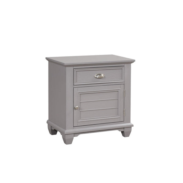 Limi Nightstand, 1 Drawer, 1 Door Cabinet, Gray Solid Wood, 28 Inch -BM329944