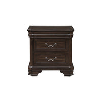 Lynda Nightstand, 2 Drawers Metal Handles, Brown Acacia Wood, 28 Inch -BM329962
