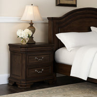 Lynda Nightstand, 2 Drawers Metal Handles, Brown Acacia Wood, 28 Inch -BM329962