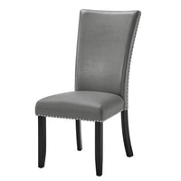 Lira Dining Chairs Set of 2, Nailhead Trim Gray Fabric, Solid Wood -BM329963