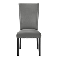 Lira Dining Chairs Set of 2, Nailhead Trim Gray Fabric, Solid Wood -BM329963