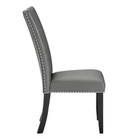 Lira Dining Chairs Set of 2, Nailhead Trim Gray Fabric, Solid Wood -BM329963