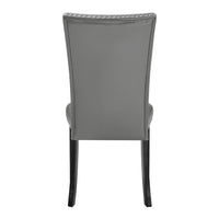 Lira Dining Chairs Set of 2, Nailhead Trim Gray Fabric, Solid Wood -BM329963