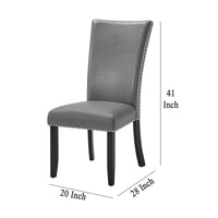 Lira Dining Chairs Set of 2, Nailhead Trim Gray Fabric, Solid Wood -BM329963