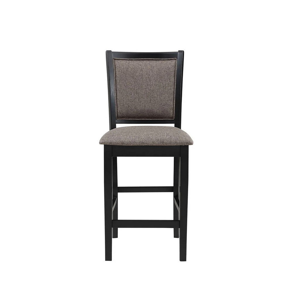 Mac Counter Height Chair Set of 2, Lattice Pattern, Black Brown Wood -BM329967