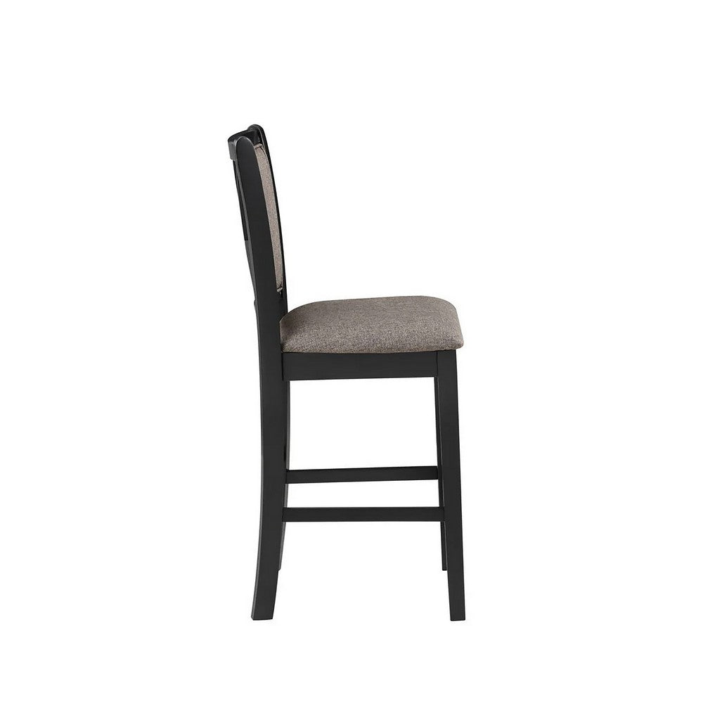 Mac Counter Height Chair Set of 2, Lattice Pattern, Black Brown Wood -BM329967