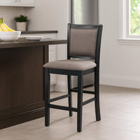 Mac Counter Height Chair Set of 2, Lattice Pattern, Black Brown Wood -BM329967