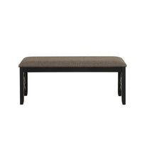 Mac Dining Bench, Brown Polyester, Lattice Design Black Wood, 41 Inch  - BM329968