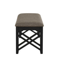 Mac Dining Bench, Brown Polyester, Lattice Design Black Wood, 41 Inch  - BM329968
