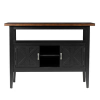 Mac Dining Sideboard Server, Wine Holder and Rack, Black Brown Wood -BM329969