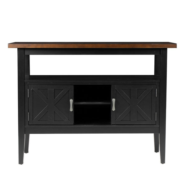 Mac Dining Sideboard Server, Wine Holder and Rack, Black Brown Wood -BM329969