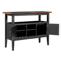 Mac Dining Sideboard Server, Wine Holder and Rack, Black Brown Wood -BM329969