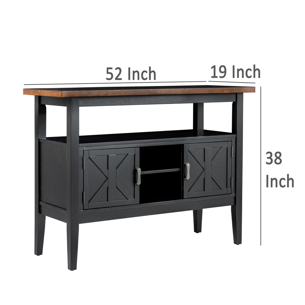 Mac Dining Sideboard Server, Wine Holder and Rack, Black Brown Wood -BM329969