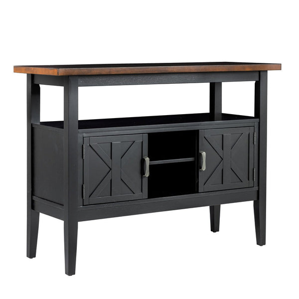 Mac Dining Sideboard Server, Wine Holder and Rack, Black Brown Wood -BM329969