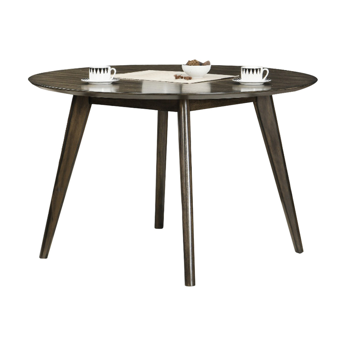 Roxy Round Dining Table with Angled Tapered Legs, Walnut Wood 48 Inch  - BM329973