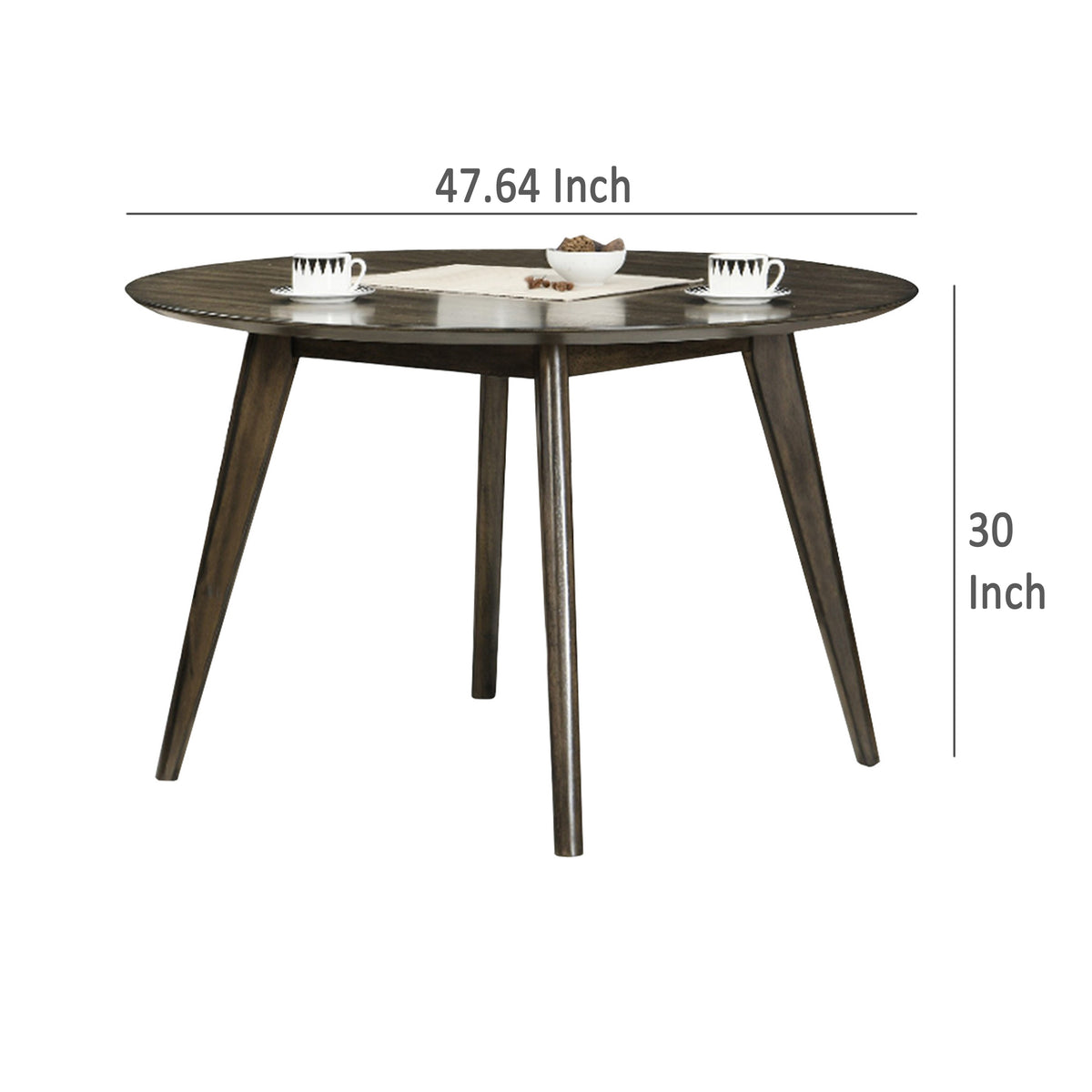 Roxy Round Dining Table with Angled Tapered Legs, Walnut Wood 48 Inch  - BM329973