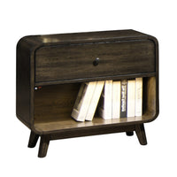 Roxy Nightstand with 1 Drawer and 1 Shelf, Walnut Brown Solid Wood  - BM329977