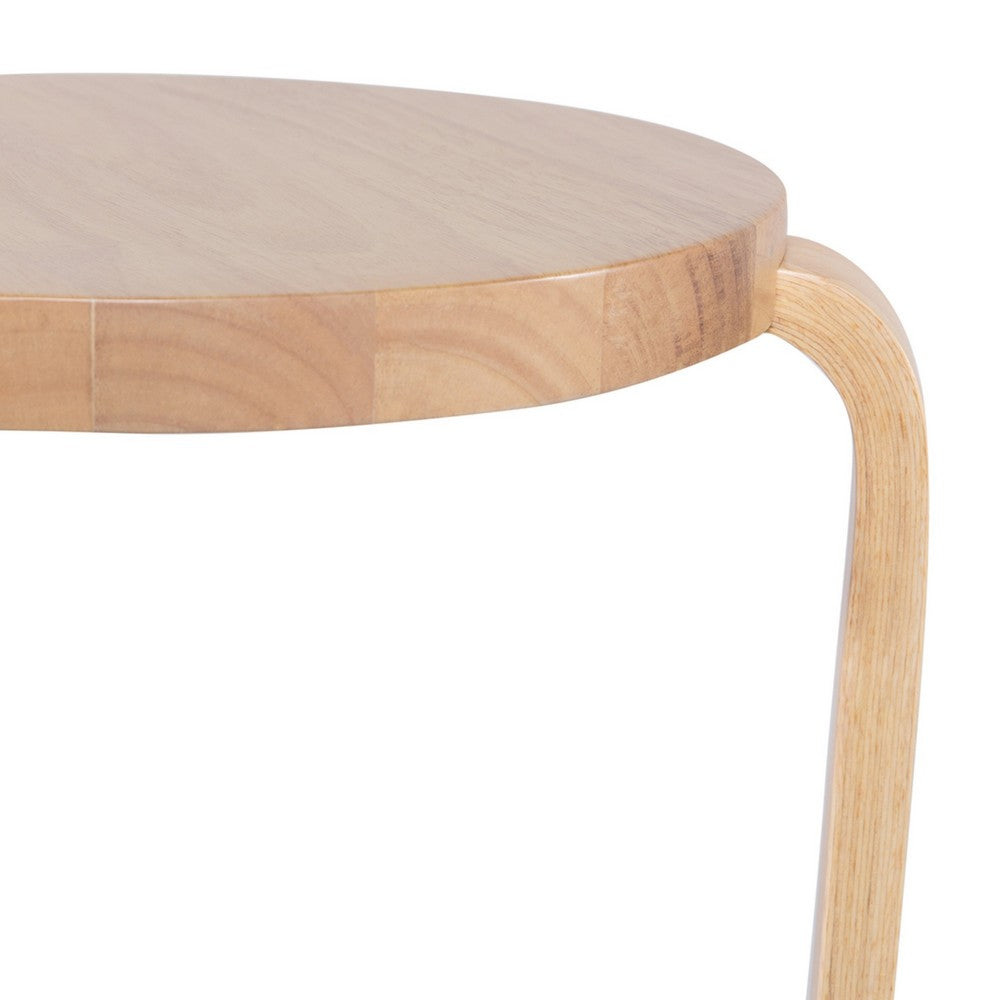 Mata Stacking Stool Ottoman, Set of 2, Modern Blonde Oak Brown Wood -BM330002