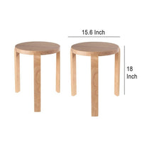Mata Stacking Stool Ottoman, Set of 2, Modern Blonde Oak Brown Wood -BM330002