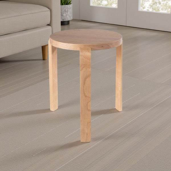 Mata Stacking Stool Ottoman, Set of 2, Modern Blonde Oak Brown Wood -BM330002