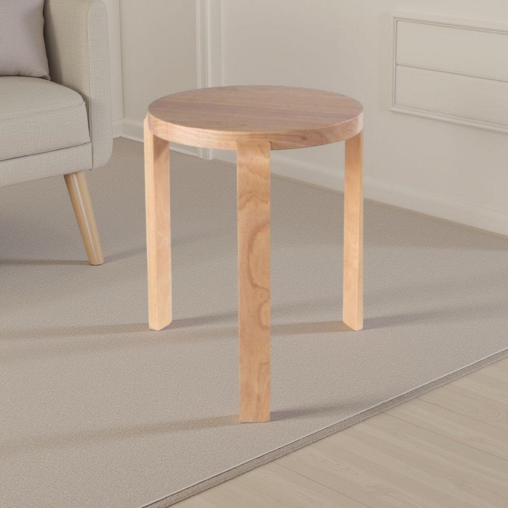 Mata Stacking Stool Ottoman, Set of 2, Modern Blonde Oak Brown Wood -BM330002