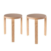 Mata Stacking Stool Ottoman, Set of 2, Modern Blonde Oak Brown Wood -BM330002