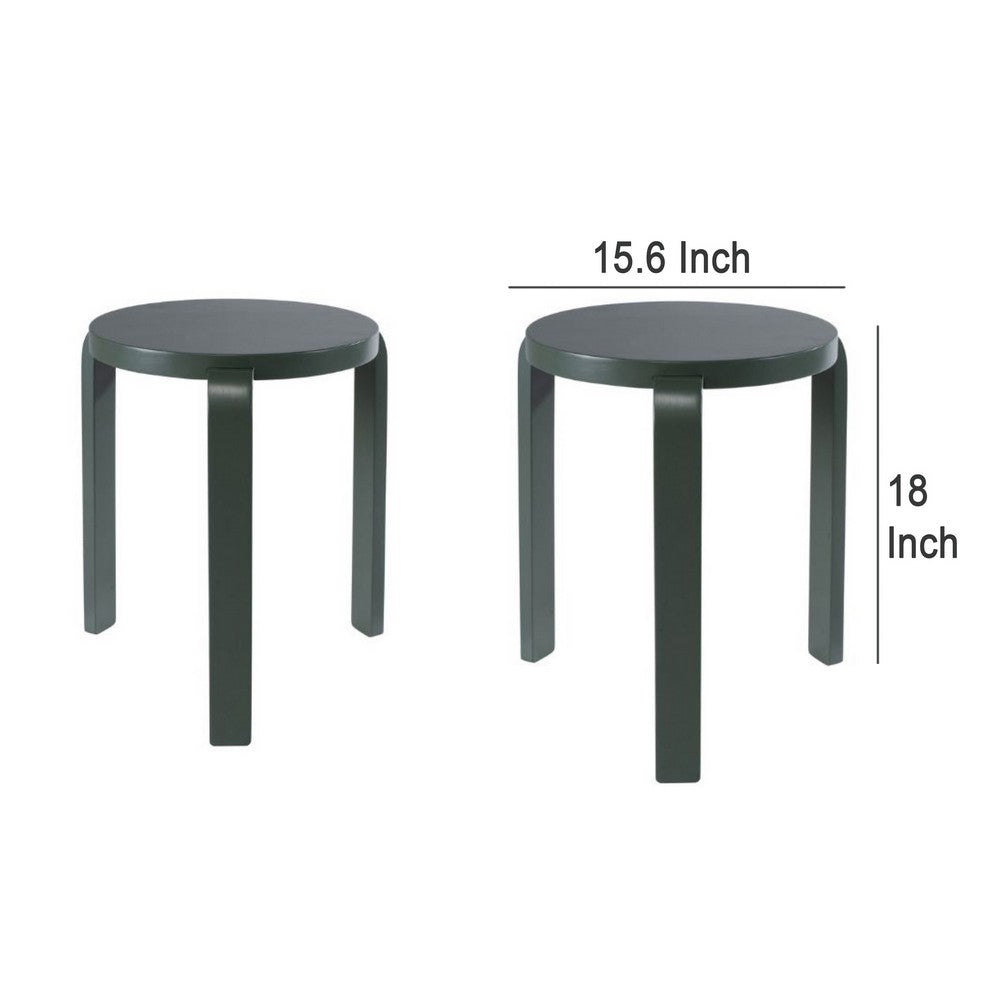 Mata Stacking Stool Ottoman, Set of 2, Modern Spanish Moss Green -BM330003