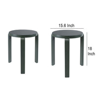 Mata Stacking Stool Ottoman, Set of 2, Modern Spanish Moss Green -BM330003