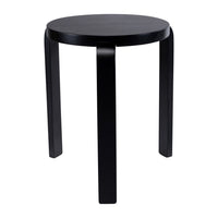 Mata Stacking Stool Ottoman, Set of 2, Modern Style, Black Rubberwood -BM330004