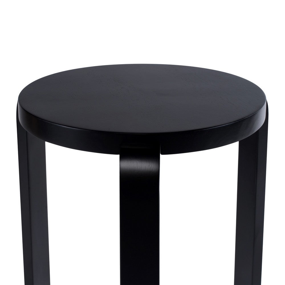 Mata Stacking Stool Ottoman, Set of 2, Modern Style, Black Rubberwood -BM330004