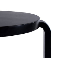 Mata Stacking Stool Ottoman, Set of 2, Modern Style, Black Rubberwood -BM330004