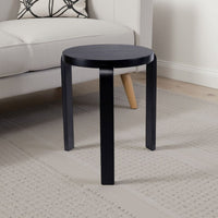 Mata Stacking Stool Ottoman, Set of 2, Modern Style, Black Rubberwood -BM330004