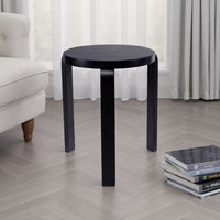 Mata Stacking Stool Ottoman, Set of 2, Modern Style, Black Rubberwood -BM330004