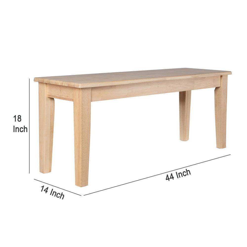 Nova Dining Bench, Shaker Style, Blonde Oak Brown Rubberwood, 44 Inch  -BM330005