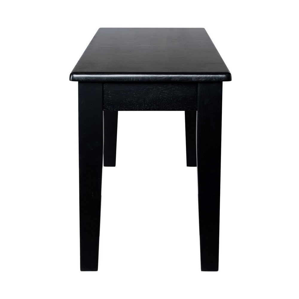 Nova Dining Bench, Shaker Style, High Gloss Black Rubberwood, 44 Inch  -BM330006