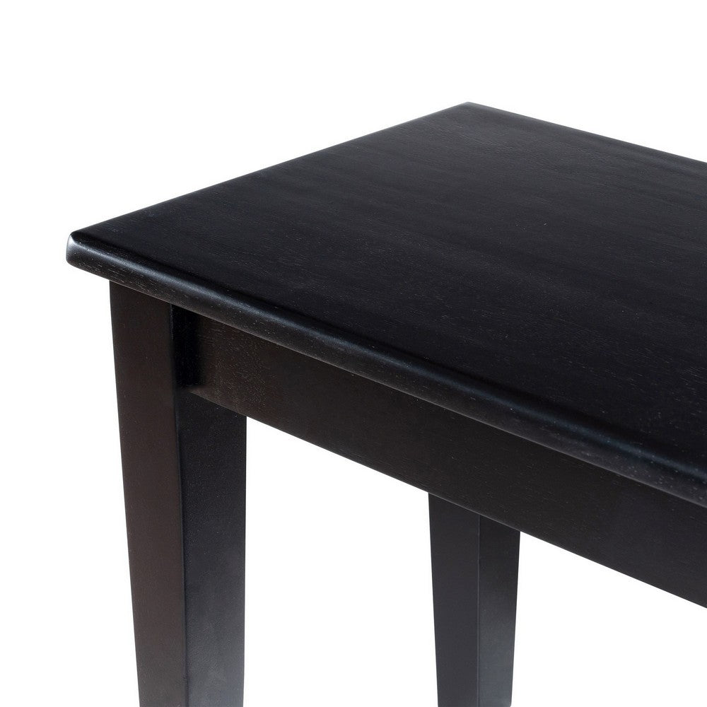 Nova Dining Bench, Shaker Style, High Gloss Black Rubberwood, 44 Inch  -BM330006