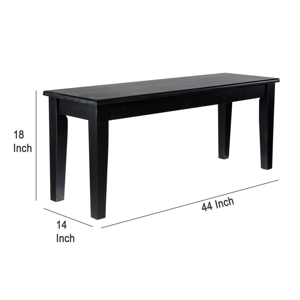 Nova Dining Bench, Shaker Style, High Gloss Black Rubberwood, 44 Inch  -BM330006