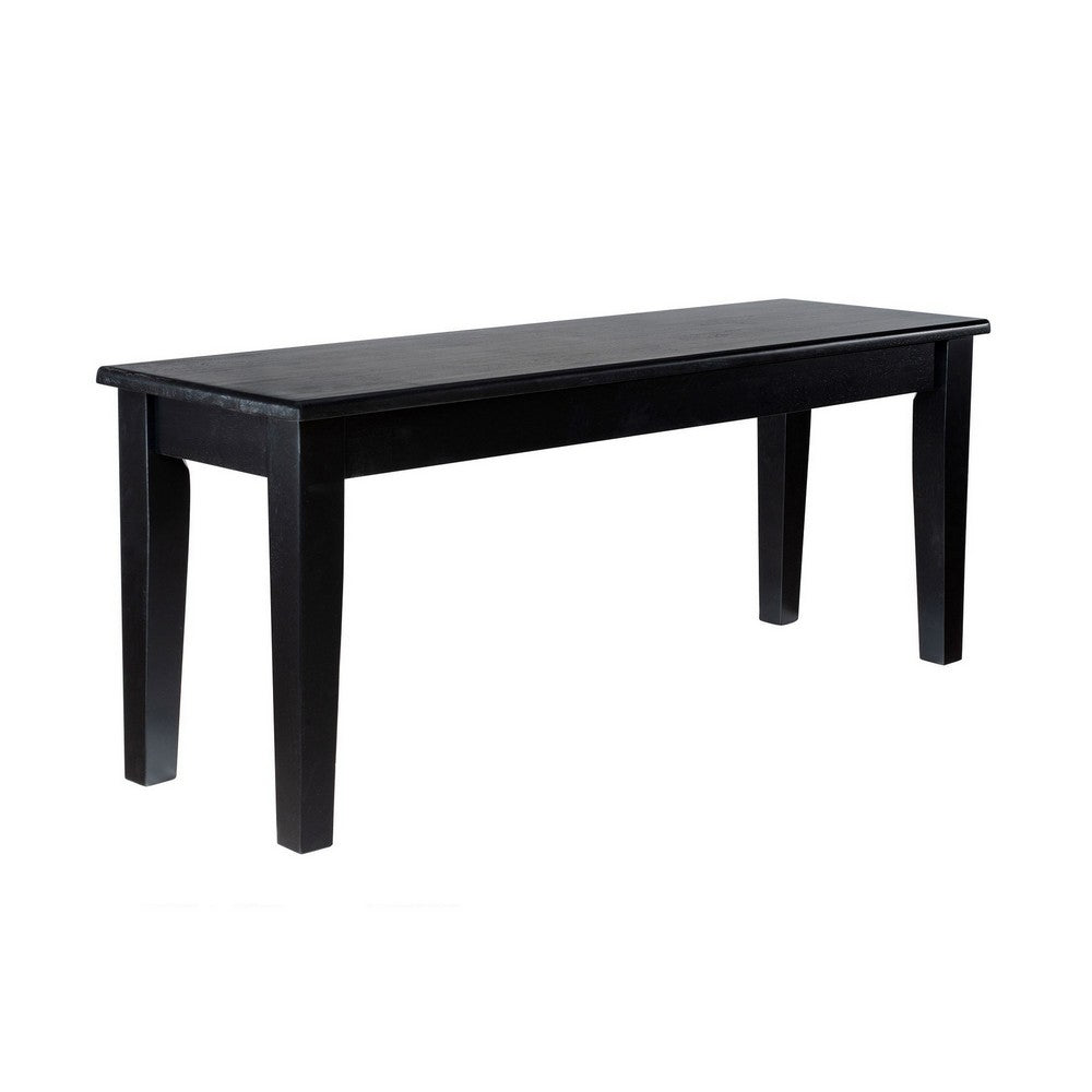 Nova Dining Bench, Shaker Style, High Gloss Black Rubberwood, 44 Inch  -BM330006