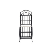 Cia 5 Tier Bakers Rack, Faux Marble Shelf, Black Metal Scrollwork -BM330007