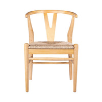 Cera Dining Chair Set of 2, Handwoven Rope Seat, Natural Brown Wood -BM330008