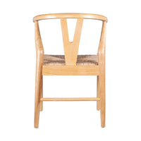 Cera Dining Chair Set of 2, Handwoven Rope Seat, Natural Brown Wood -BM330008
