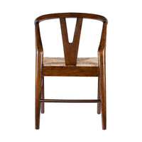 Cera Dining Chair Set of 2, Handwoven Rope, Cappuccino Brown Wood -BM330009