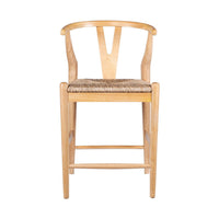 Cera Counter Stool Chair, Handwoven Rope, Natural Brown Wood -BM330010
