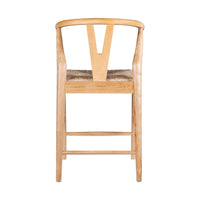 Cera Counter Stool Chair, Handwoven Rope, Natural Brown Wood -BM330010
