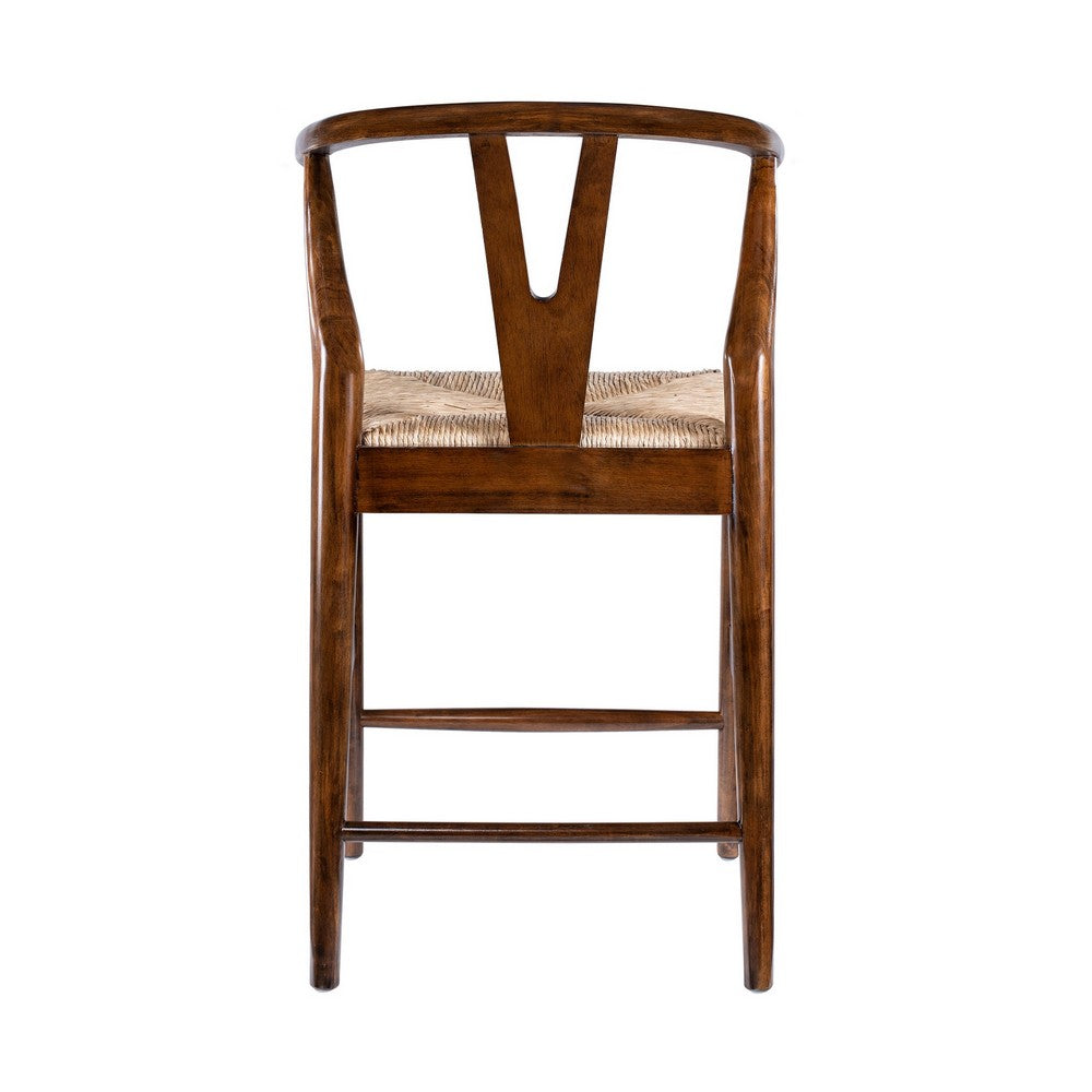 Cera Counter Stool Chair, Handwoven Rope, Cappuccino Brown -BM330012