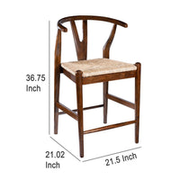 Cera Counter Stool Chair, Handwoven Rope, Cappuccino Brown -BM330012