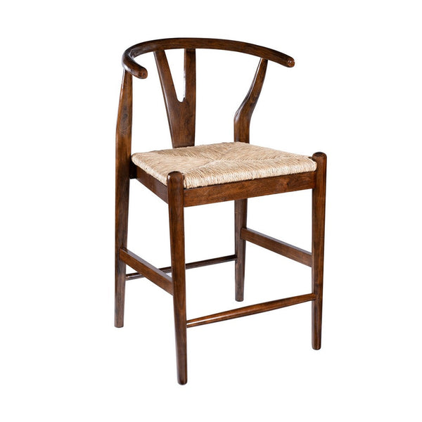 Cera Counter Stool Chair Set of 2, Handwoven Rope, Cappuccino Brown -BM330012