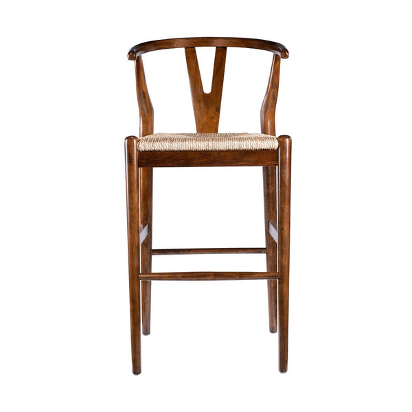 Cera Barstool Chair, Handwoven Rope Seat, Cappuccino Brown -BM330013